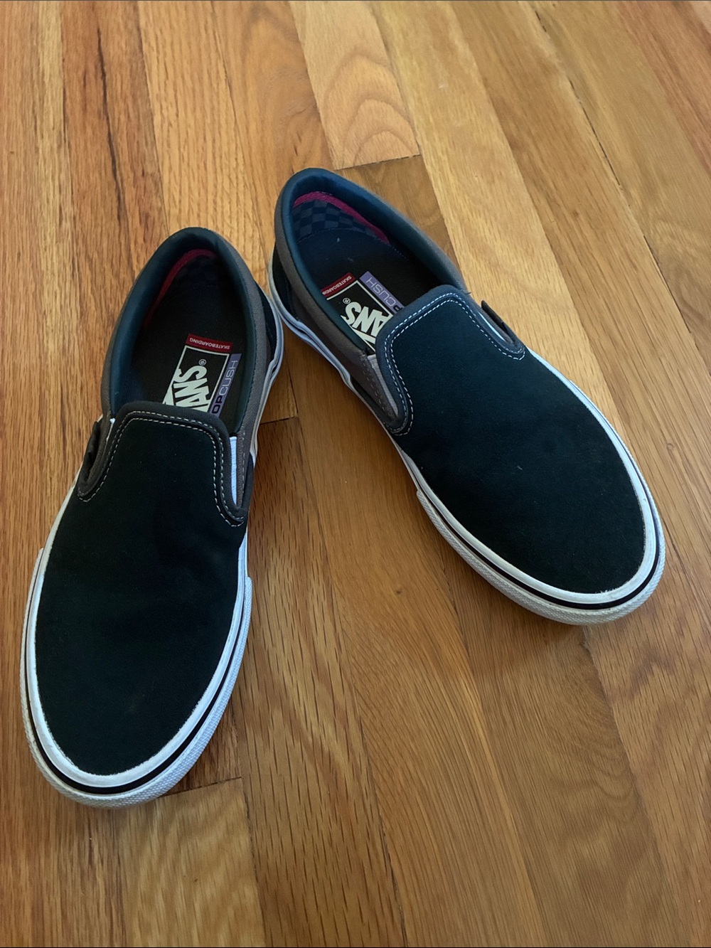 Vans Slip-Ons forest green suede and tan canvas